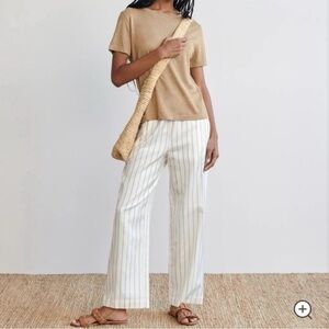 Jenni Kayne Cream and Tan Striped Straight Leg Pants